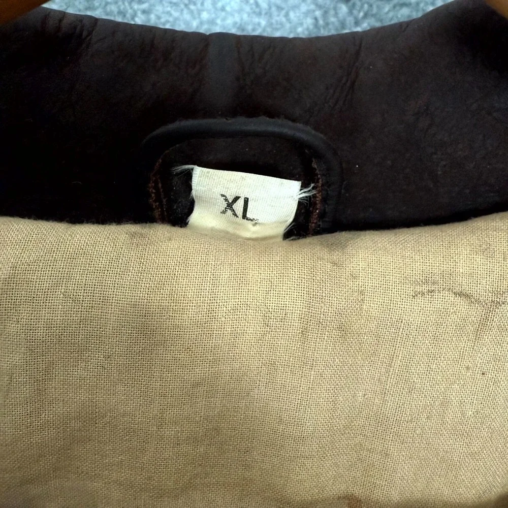 VINTAGE AKASO US Navy Heavyweight Leather Jacket Men's XL‎ Brown Collared